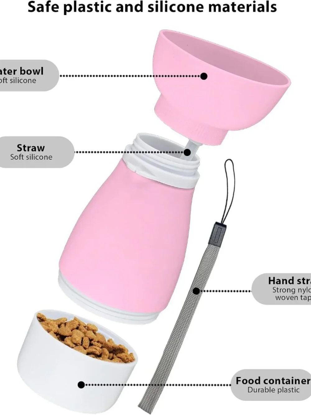 Portable Dog Water Bottle & Food Container - Leakproof(1 Pack)